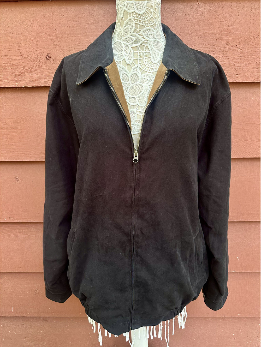 Cutter & Buck Black Bomber Jacket Water Resistant Microfiber Casual